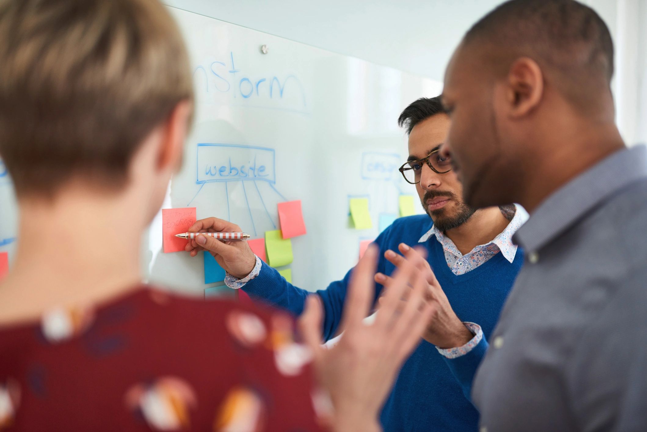 Business manager during a team strategy session